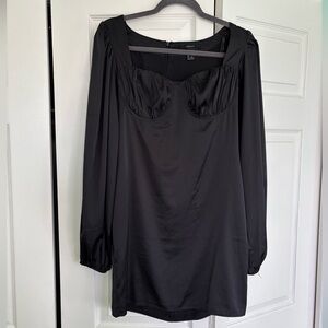 Black Babydoll Dress With Puffed Sleeves
